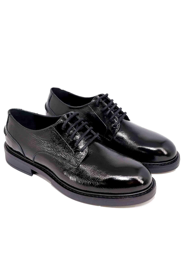 Stringate donna in pelle naplack nero con suola in gomma e tacco basso BG0104 001 Bruno Premi 