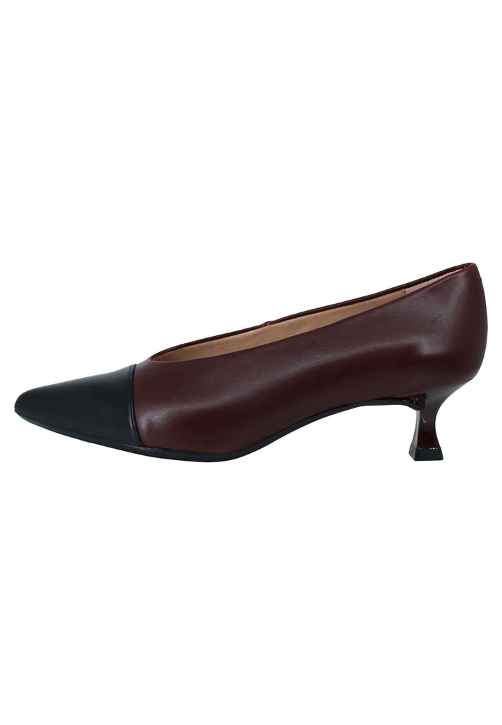 Décolleté donna in pelle bordeaux tacco basso con scollo alto e puntina JUMO 018 Unisa 