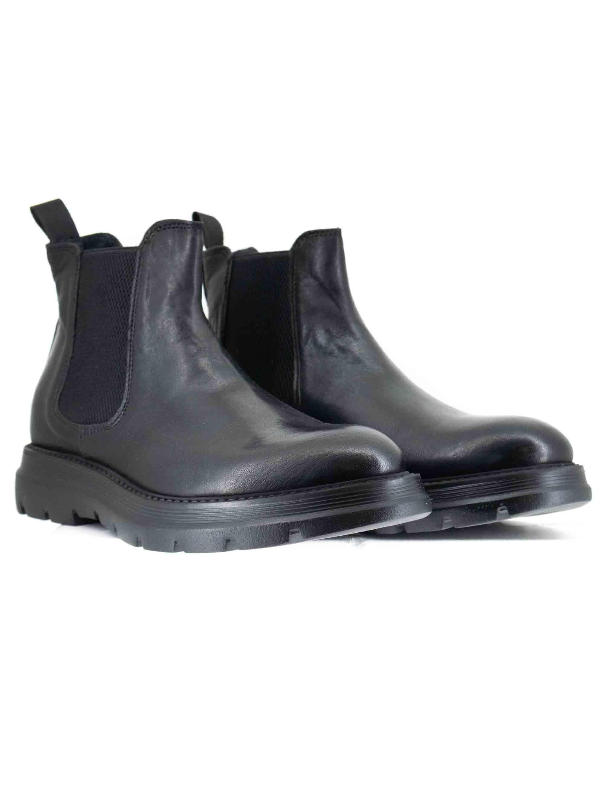 Stivaletti uomo beatles in pelle nera con elestici e suola alta in gomma SP2052G 001 Spatarella 