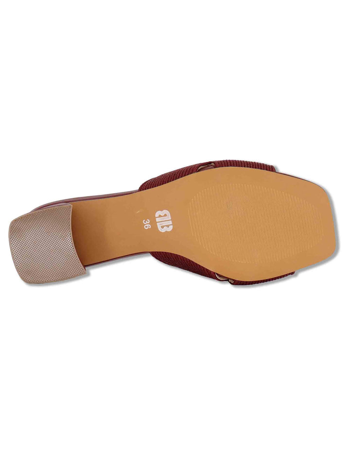 Sandali donna scalzati in pelle e tessuto intrecciato bordeaux tacco basso 879Z94HG 40-BURGUND Bibi Lou 