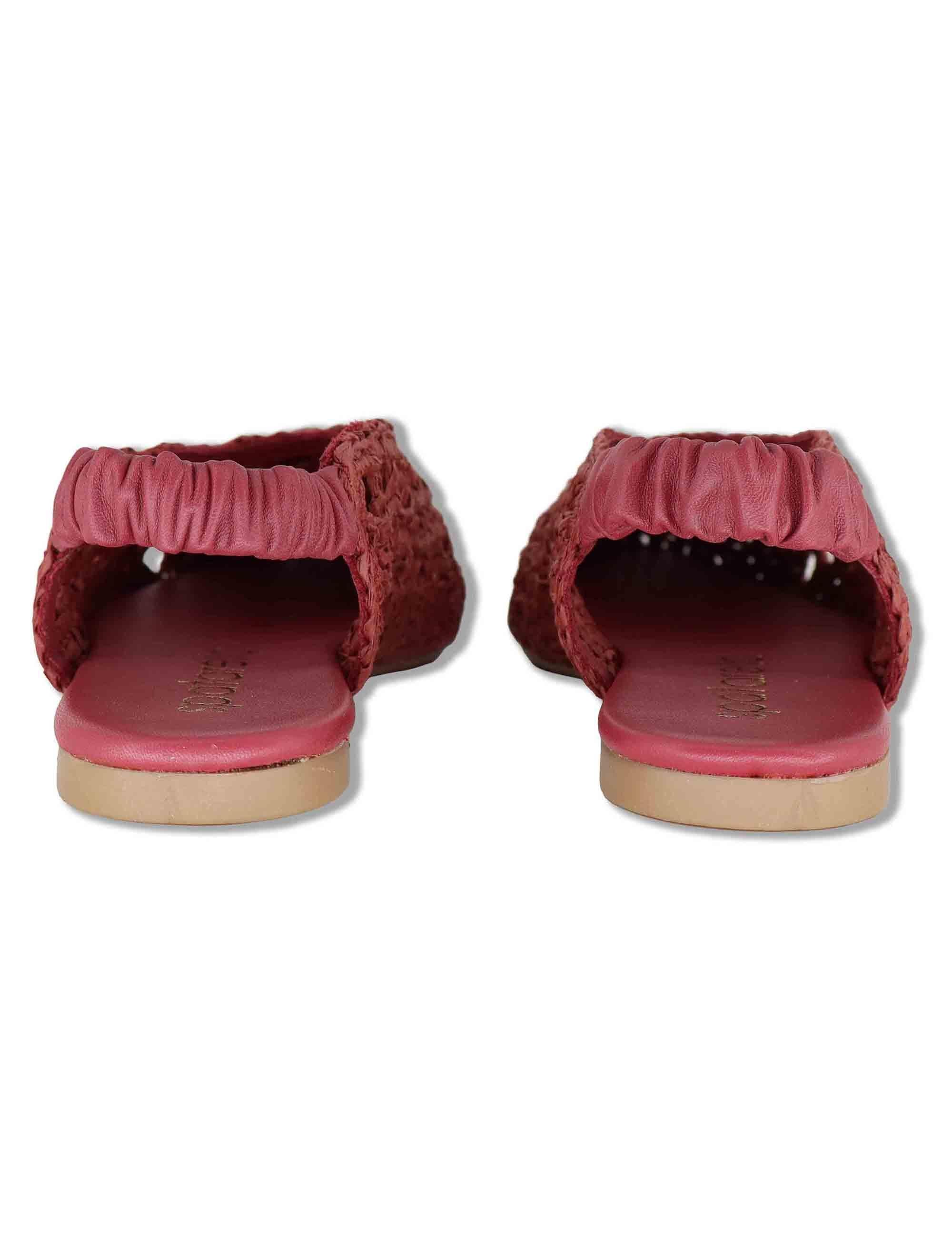 Sligback donna in rafia rossa con cinturino posteriore in pelle e tacco basso SP251425 016 Spatarella 