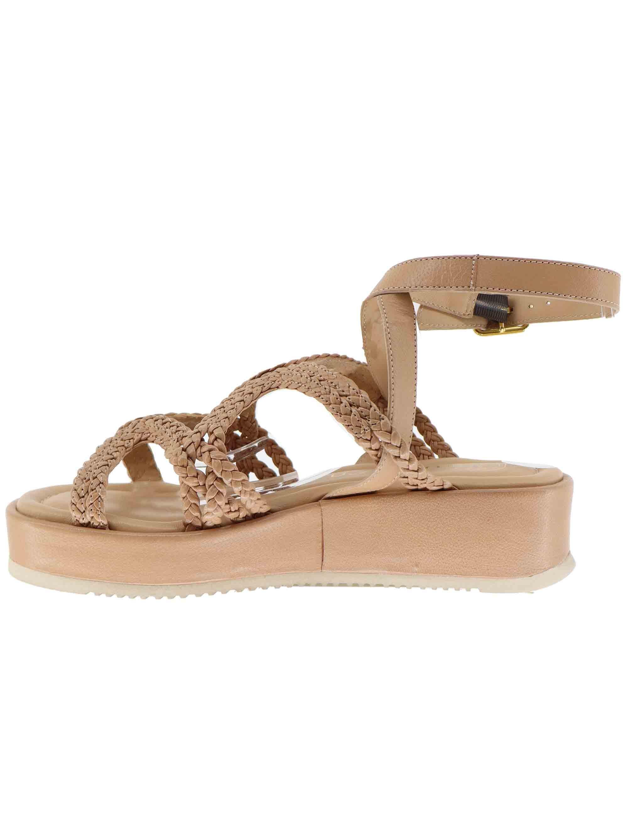 Sandali donna in pelle nude con zeppa bassa KALB CRF_SKIN Unisa 