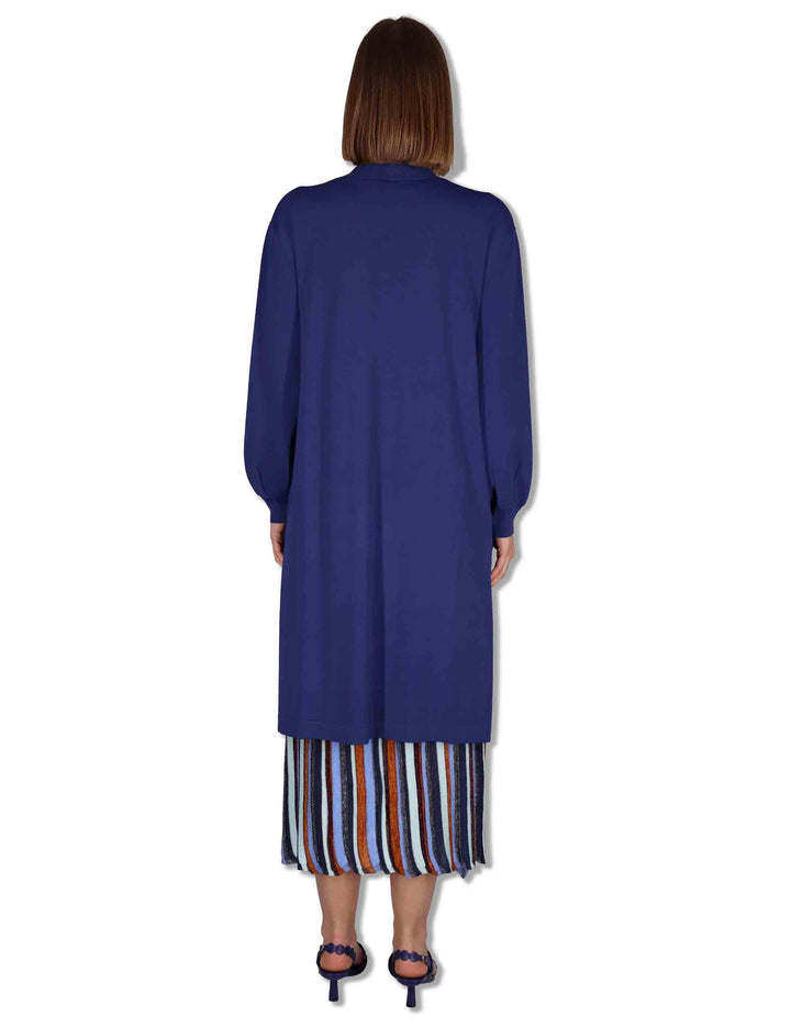 Cardigan lungo donna Viscose Fresh in monocolore blu JN370877099 80043 Maliparmi 