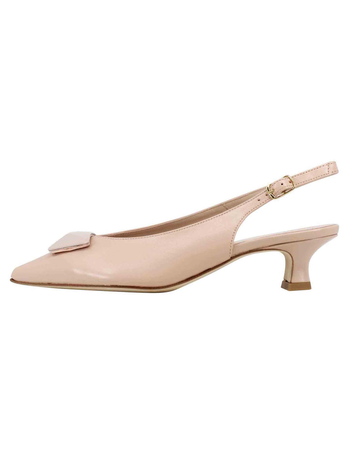 Decollete slingback donna in pelle cipria con tacco basso ed accessorio in tinta SPR4214-19 301 Spatarella 