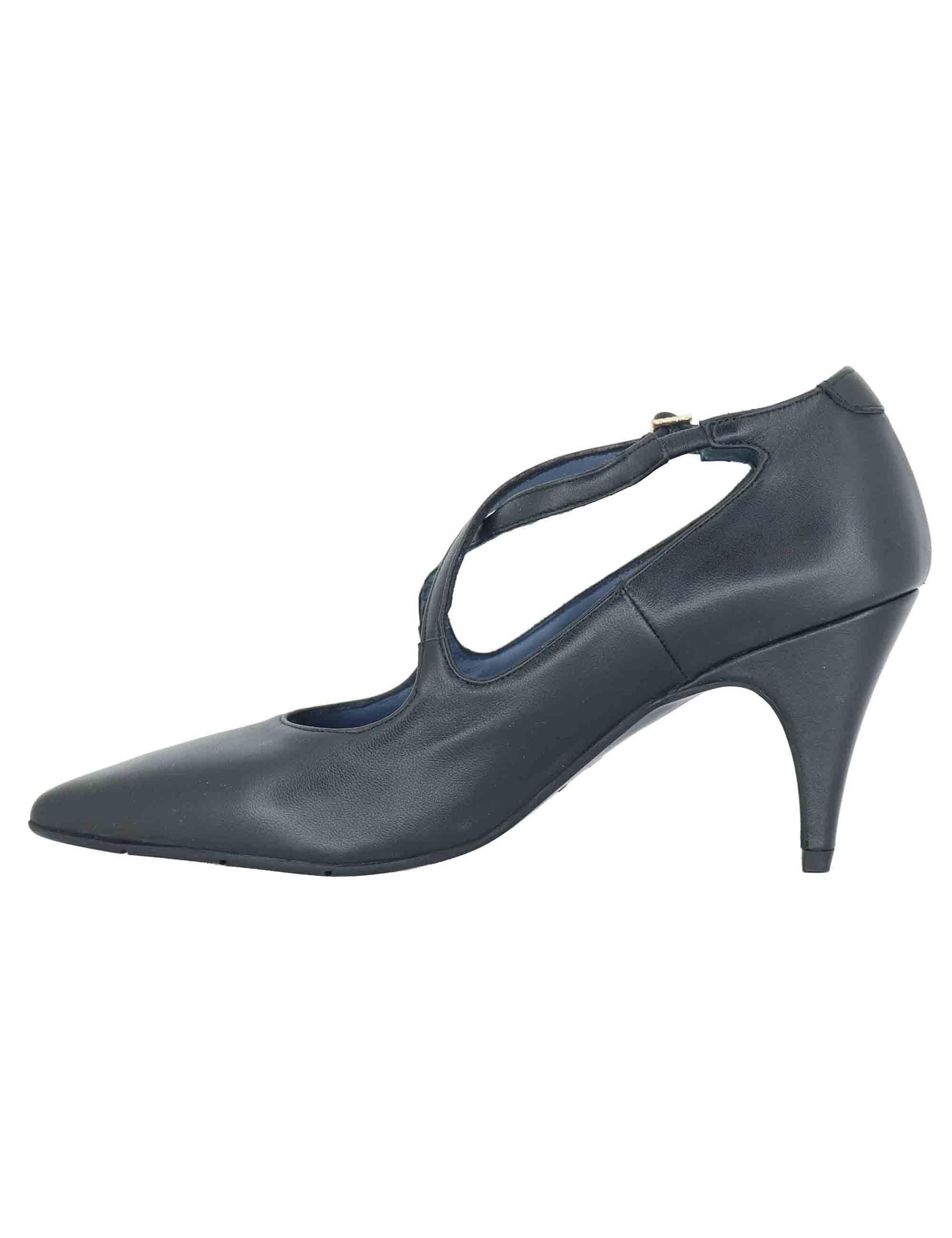 Decollete donna in pelle nera con doppio cinturino e tacco alto SP2311 001 Spatarella 