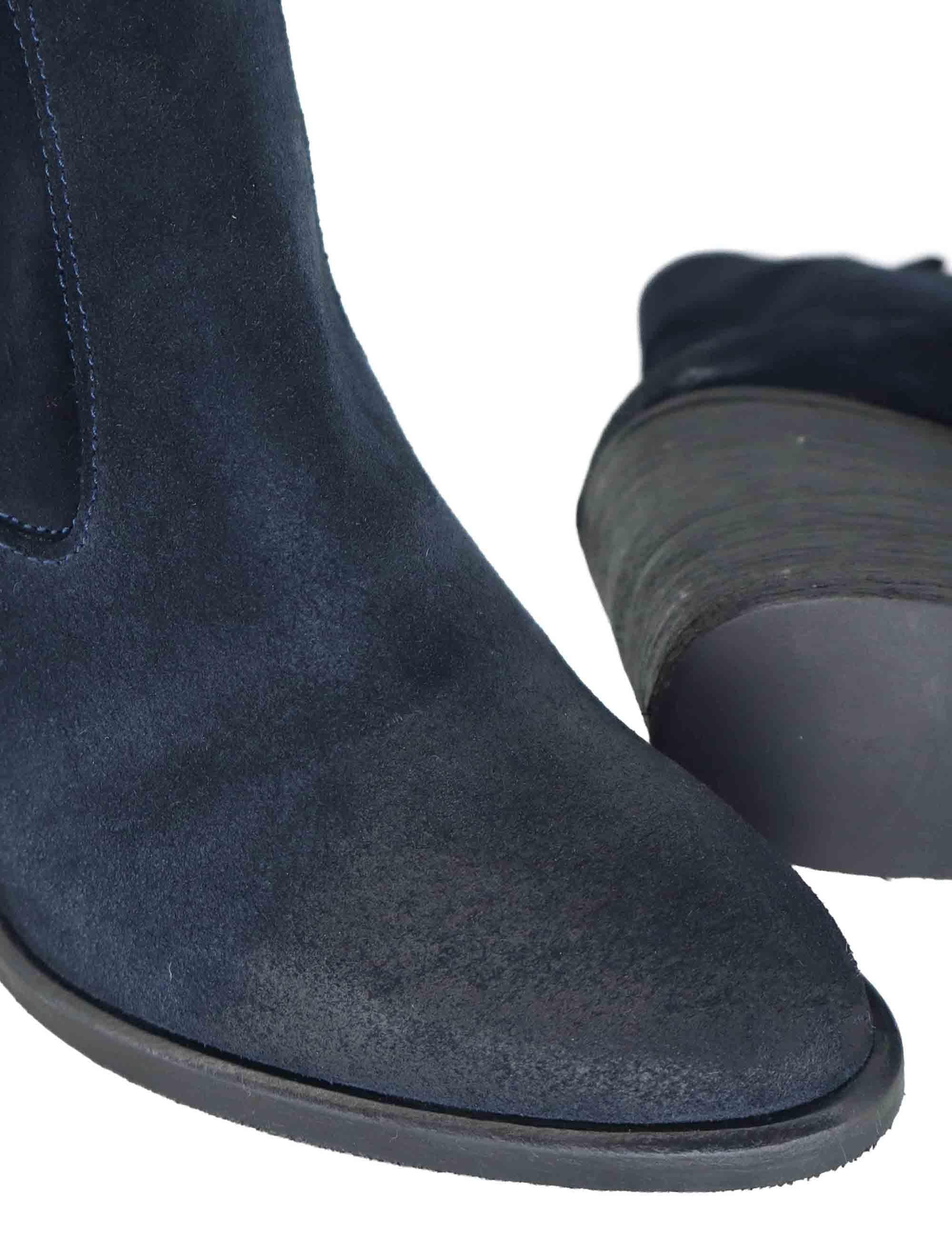 Stivaletti donna in camoscio blu vintage con tacco alto 9754 002 Les Venues 