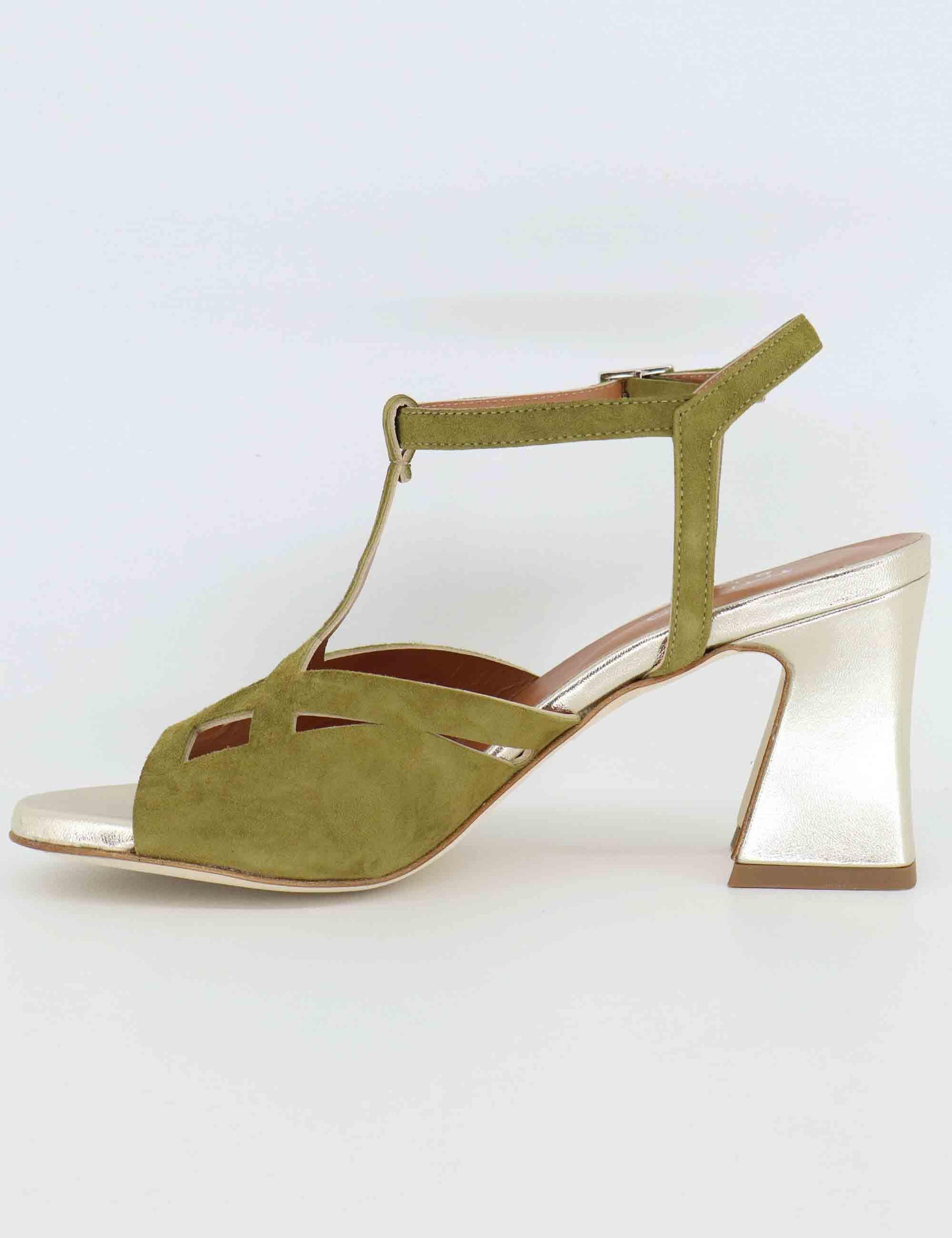 Sandali donna in camoscio verde e pelle laminata 1033 066 Tattoo 