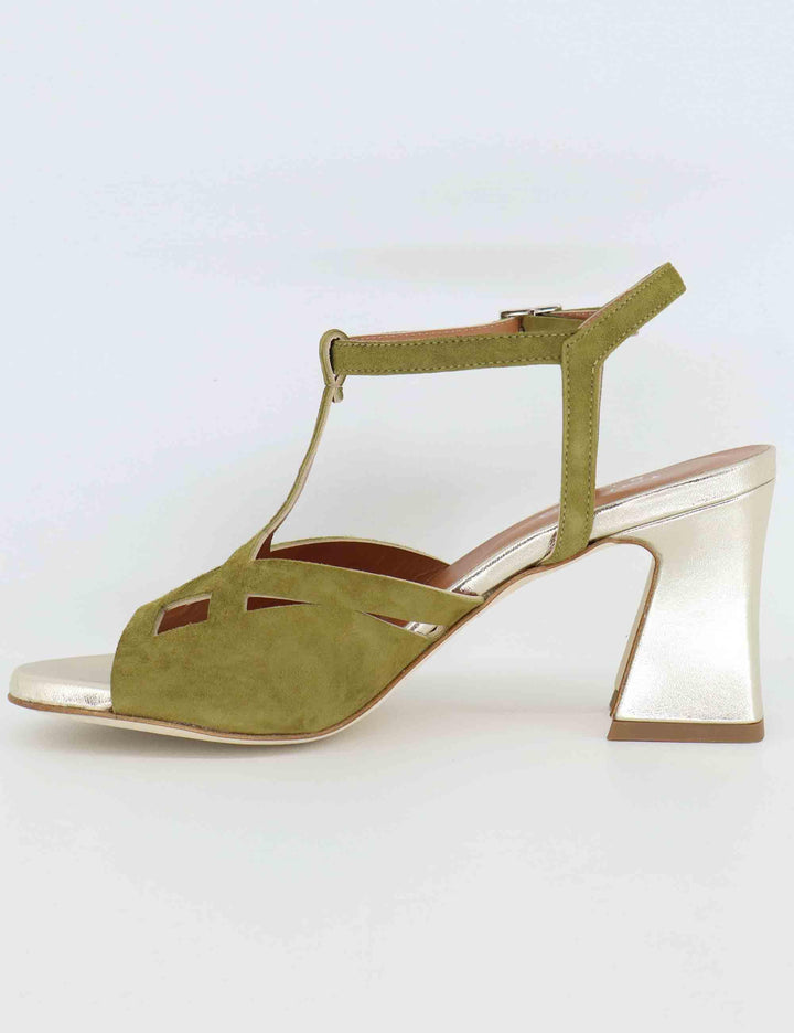 Sandali donna in camoscio verde e pelle laminata 1033 066 Tattoo 