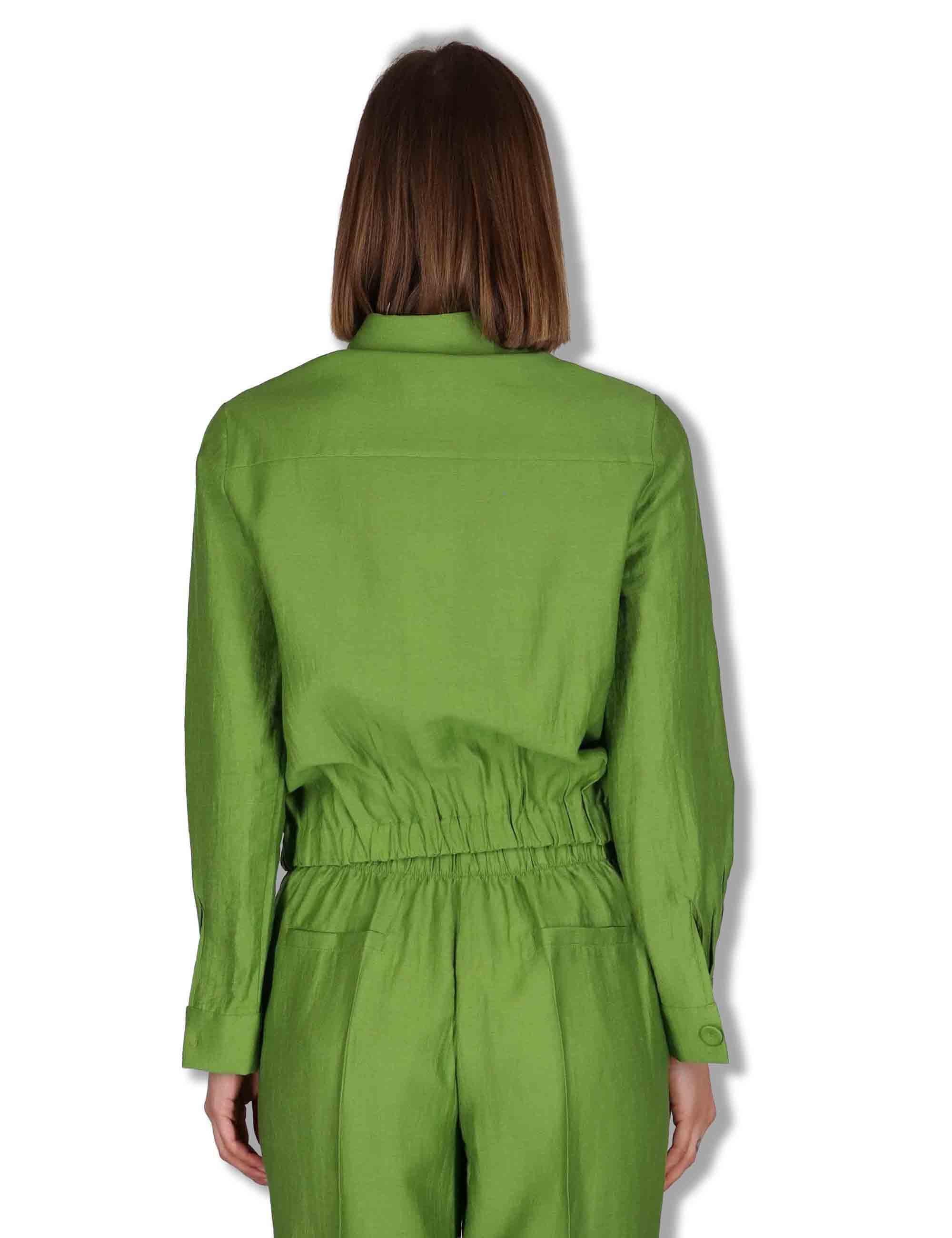 Giacche donna work jacket in misto lino verde con elastico JABGA0001-F1325-1254 7046 Justmine 