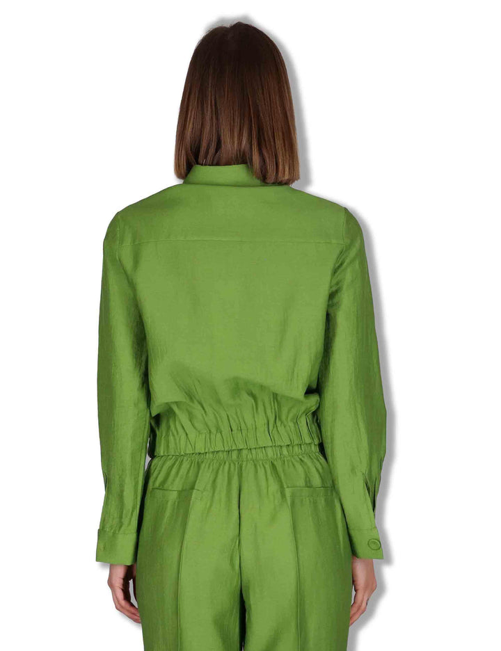 Giacche donna work jacket in misto lino verde con elastico JABGA0001-F1325-1254 7046 Justmine 