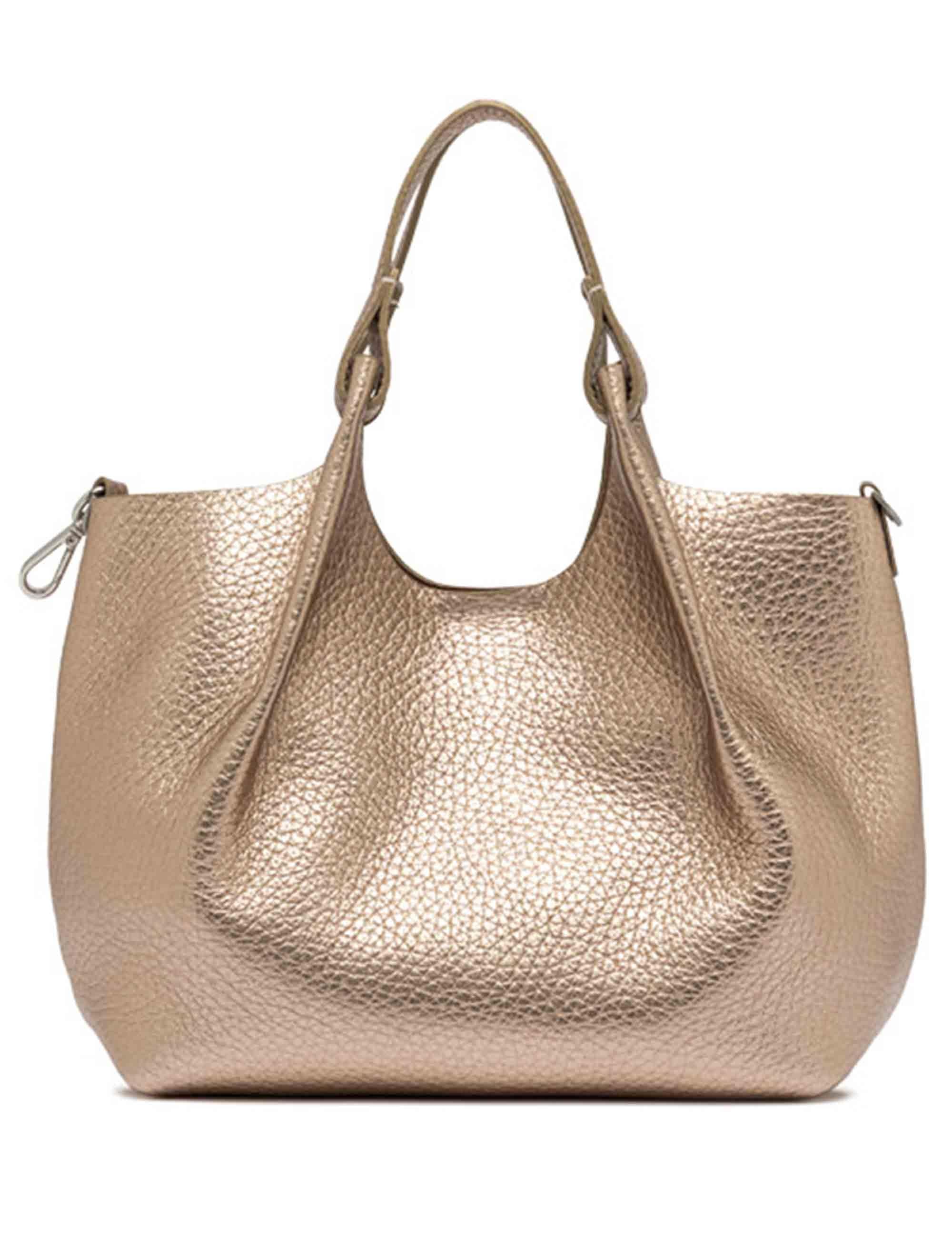 Borse donna Dua in pelle laminata rosa con doppi manici e tracolla BS9719 RNGDBL T.U. 14368 Gianni Chiarini 
