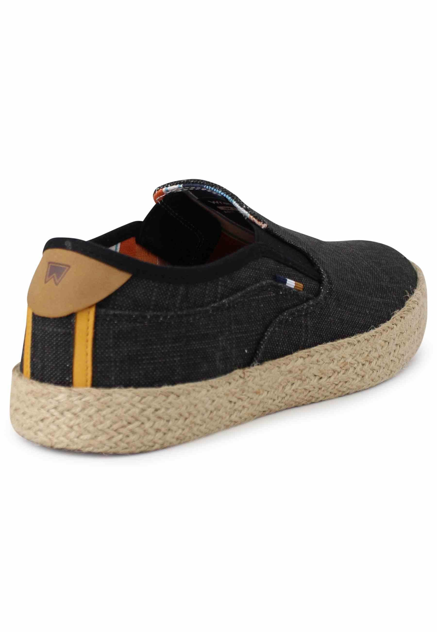 Mocassini uomo Calypso Slip On Rope in tessuto nero con suola in corda WM31033A 062 Wrangler 