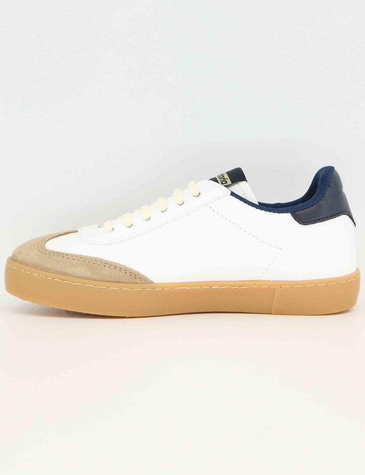 Sneakers donna in pelle bianca e camoscio beige 1126217 Marino Victoria 