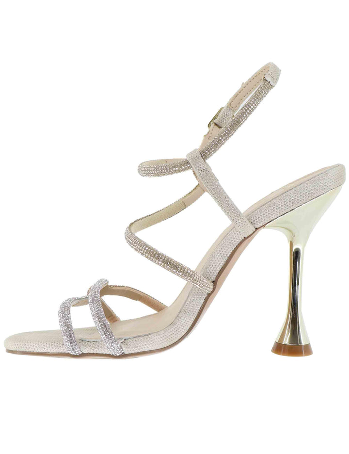 Sandali donna in strass oro e argento tacco alto U470070167K7 710 Exe 