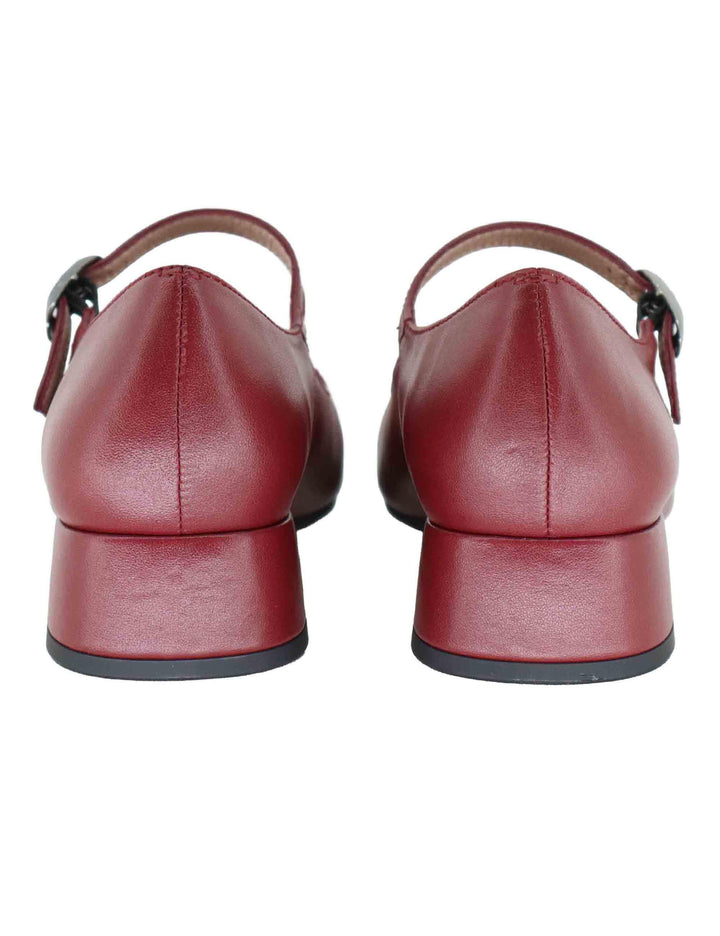 Decollete donna in pelle bordeaux con doppi cinturini e tacco basso HI254207 C003 Hispanitas 