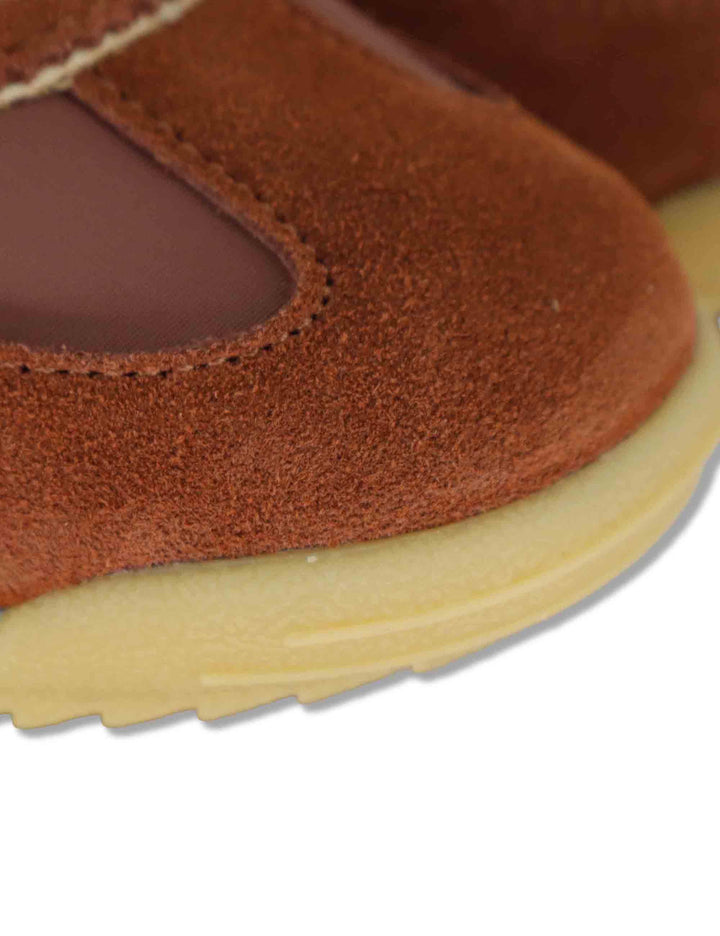 Sneakers donna Saturno in pelle e tessuto marrone con suola bassa 1158110 79_Terra Victoria 