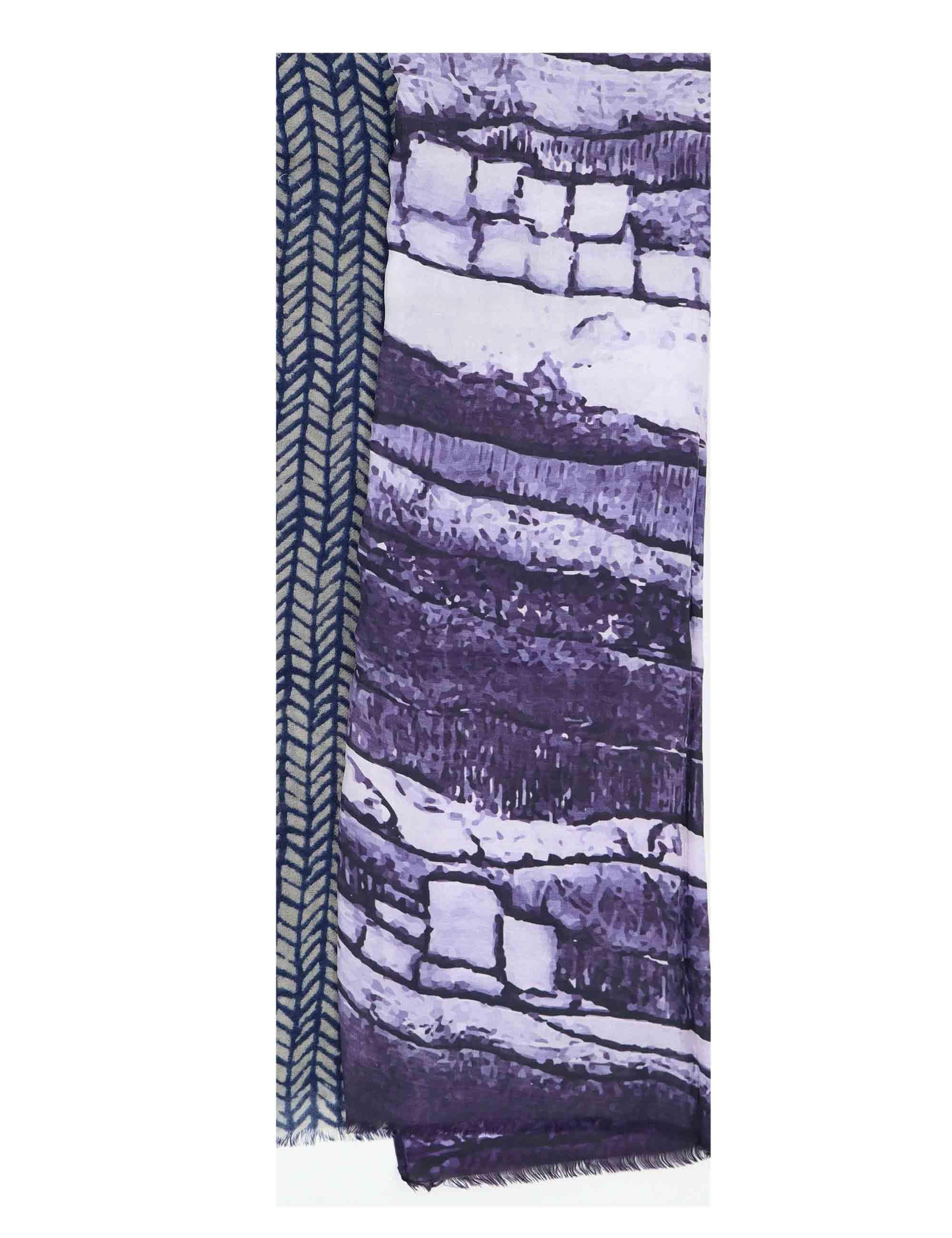 Sciarpe donna in misto seta blu stampata a fantasia 61260057 0035 Pyaar 