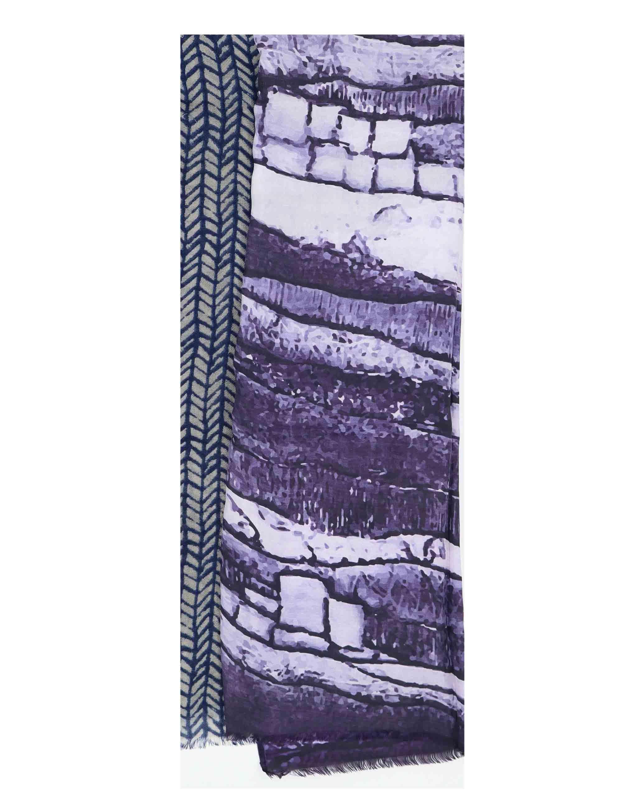 Sciarpe donna in misto seta blu stampata a fantasia 61260057 0035 Pyaar 