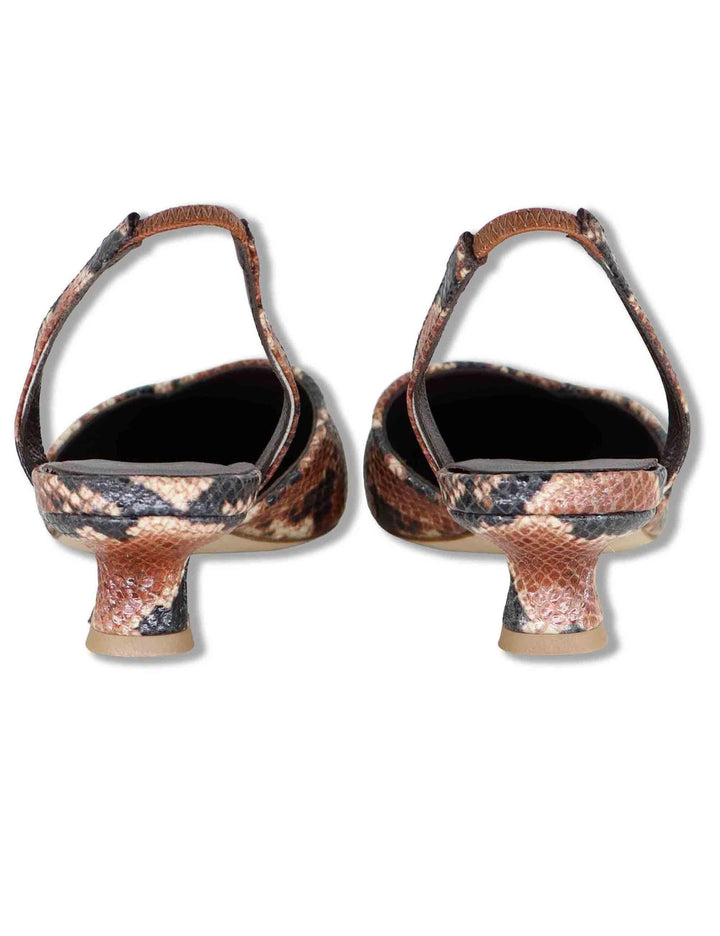 Decollete slingback donna in pelle cuoio stampata con tacco basso CH2533/RT 014 L'Arianna 