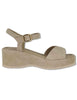 Women's KEDAR BS BARLEY Beige Suede Sandals with Ankle Strap