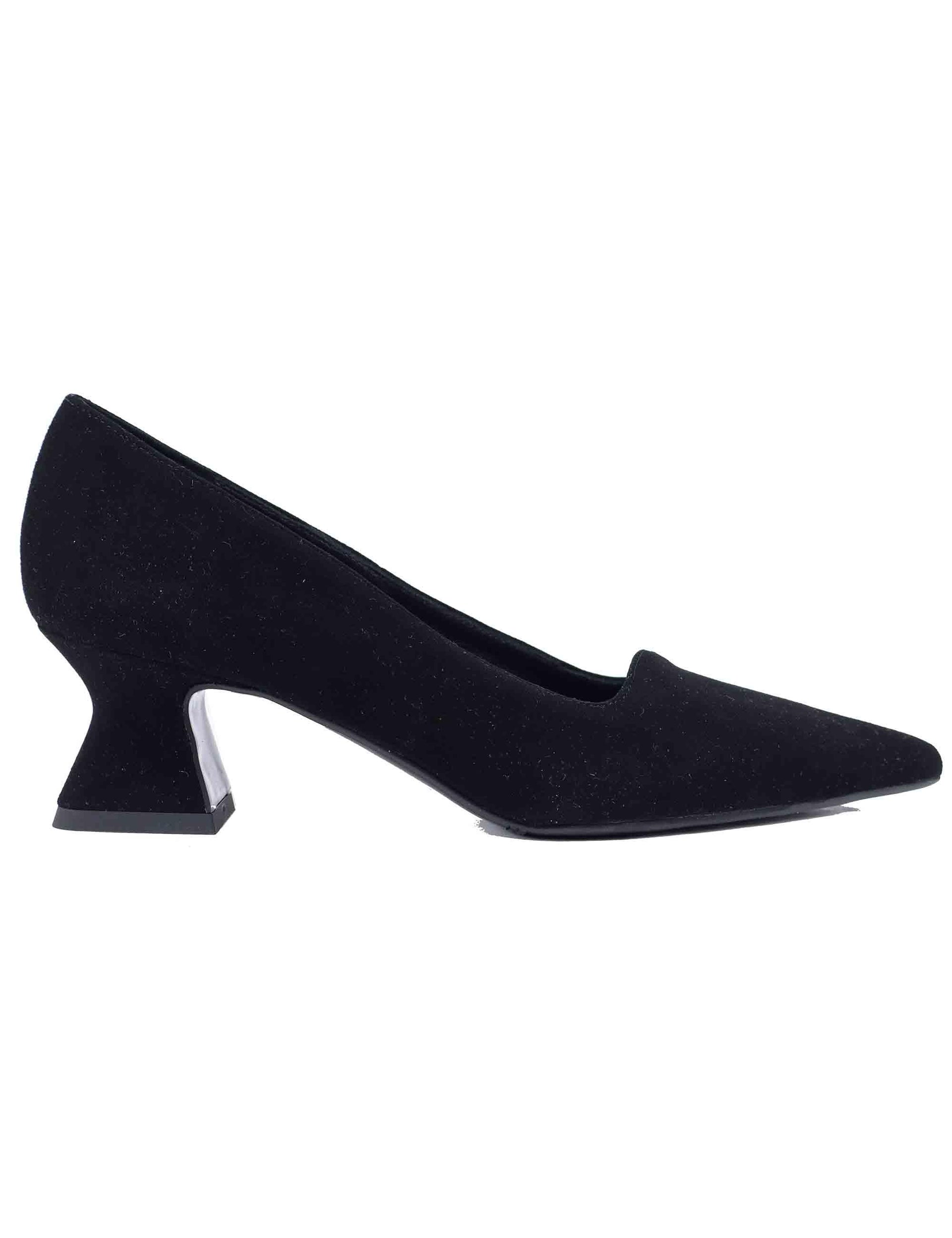 Decollete donna in camoscio nero tacco basso SP1044 001 Spatarella 