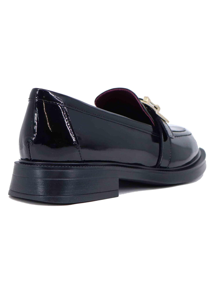 Mocassini donna in vernice nera tacco basso CARLA 02 001 Lorenzo Mari 