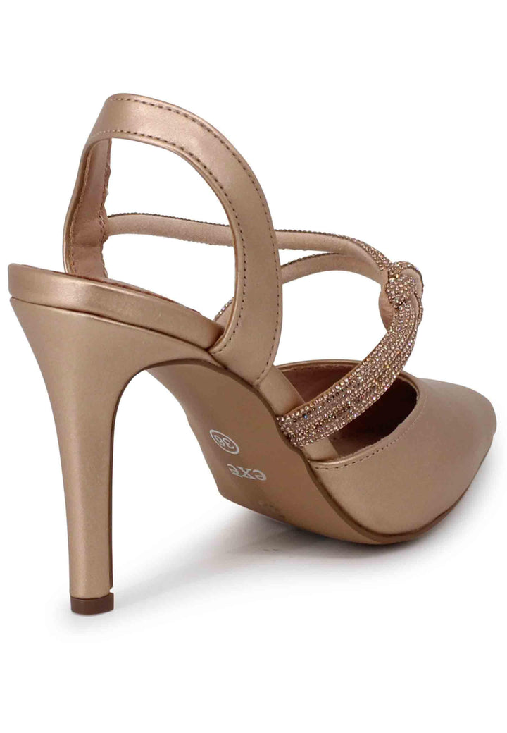 Decollete slingback donna in eco pelle rosa lame tacco alto 294 30 Exe 