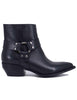 Texani donna in pelle nera con borchie argento