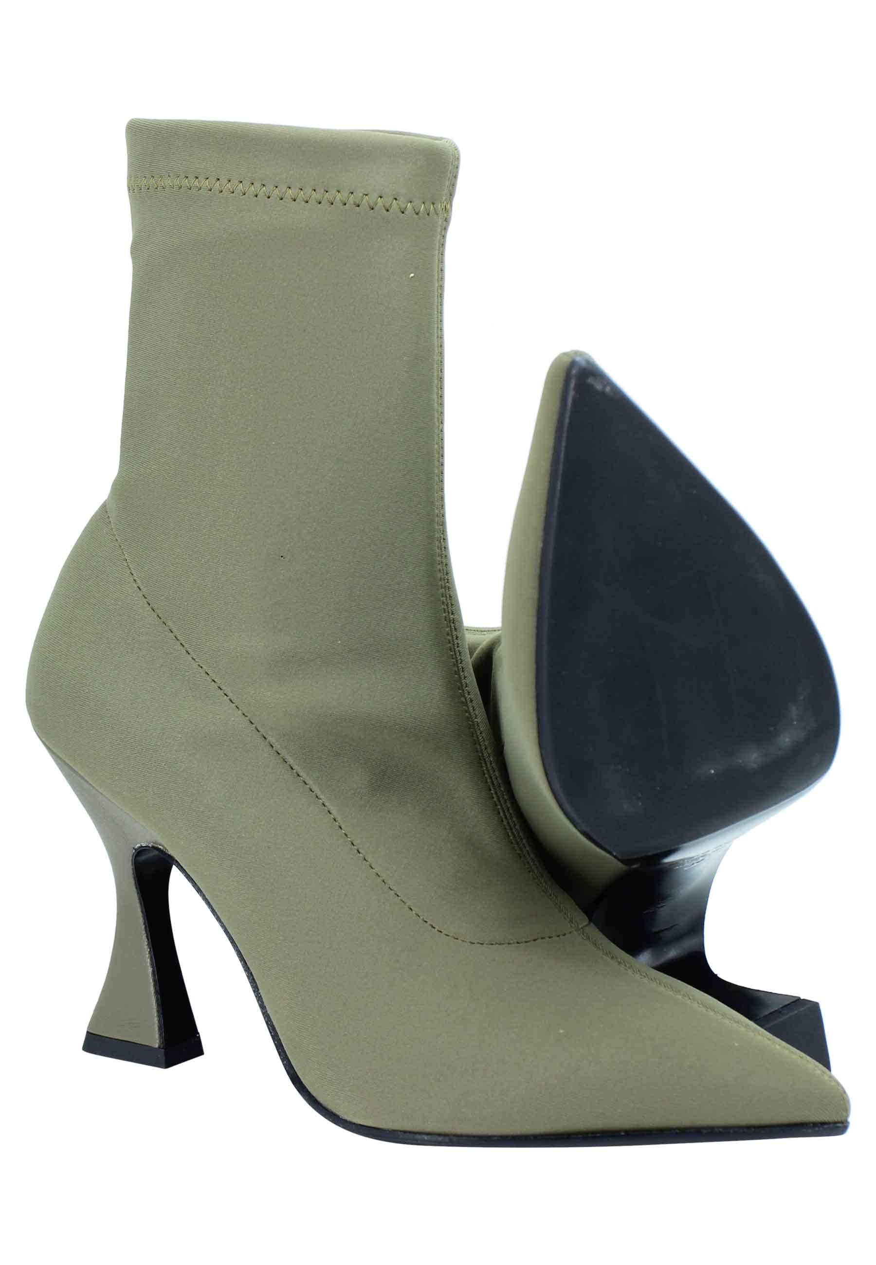 Stivaletti donna in tessuto elasticizzato militare tacco alto punta a punta 2217 005 Fabio Rusconi 