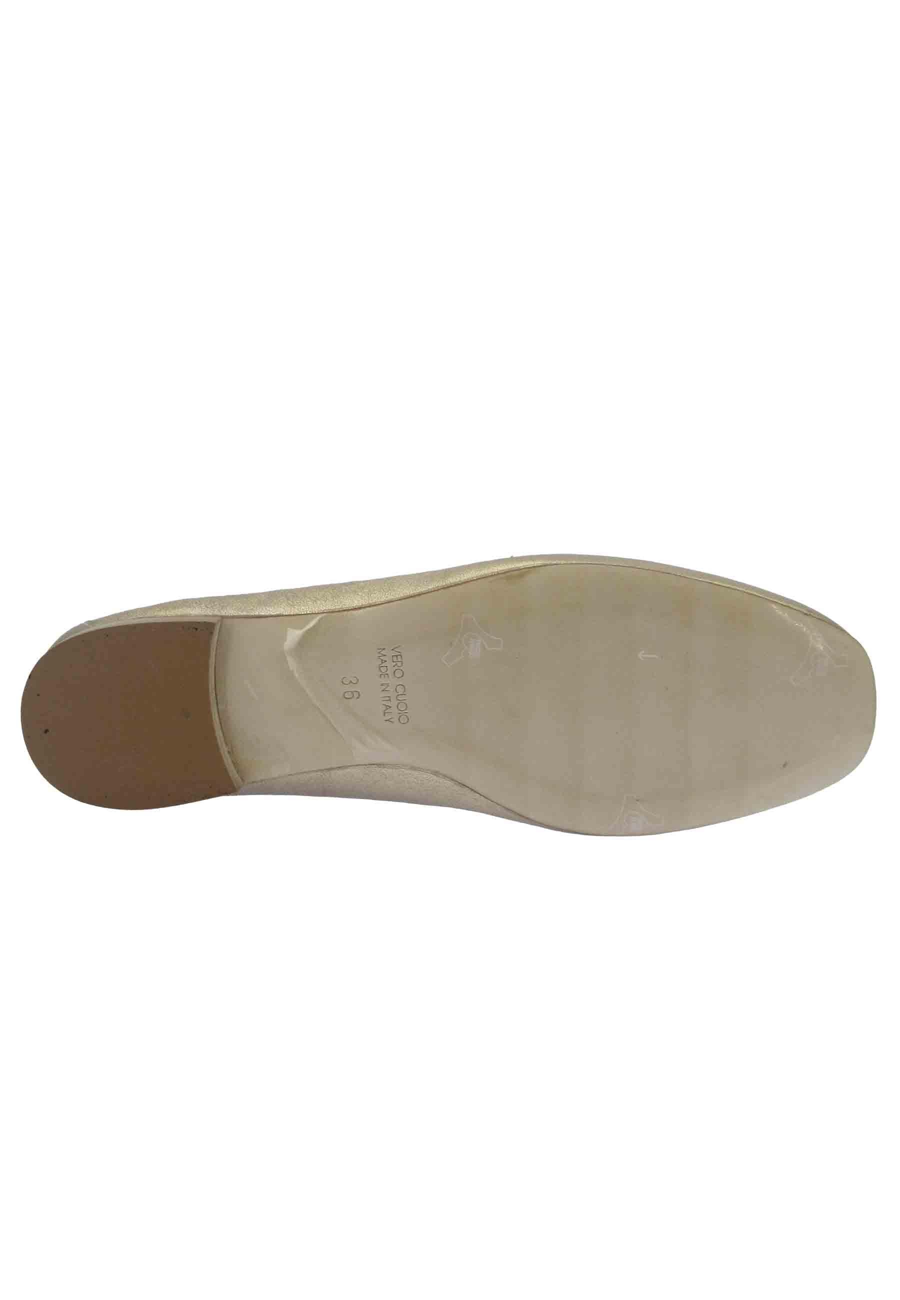 Mocassini donna in pelle laminata oro tacco basso Z406 301 Spatarella 