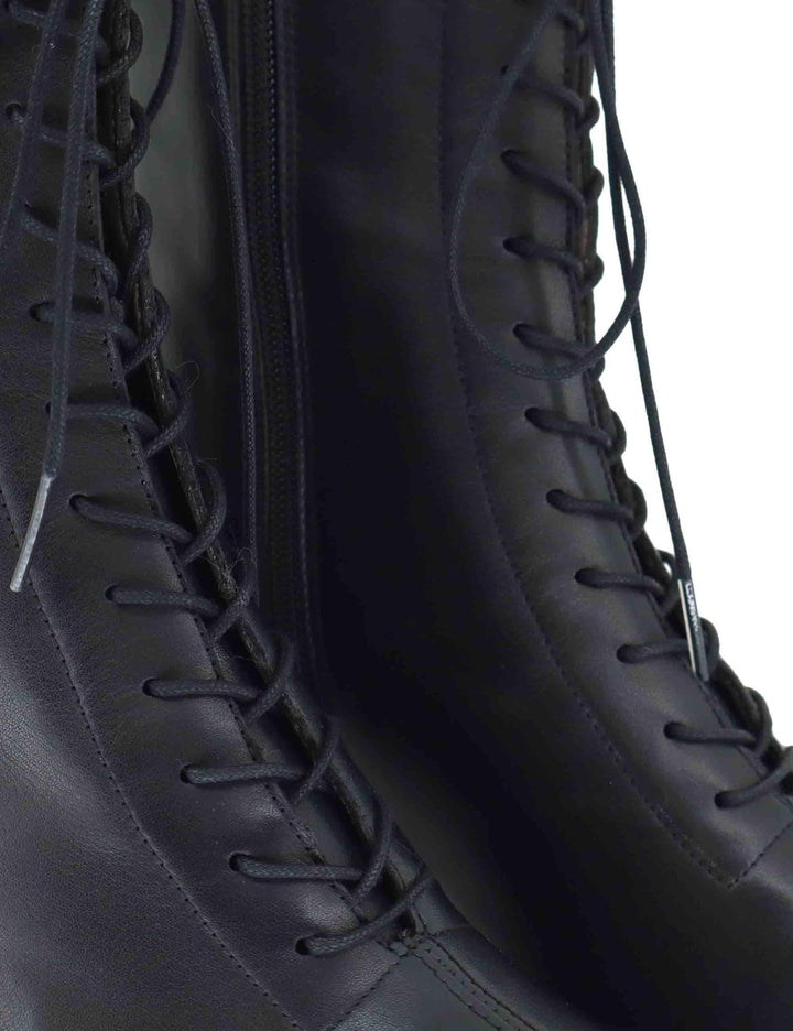 Stivaletti stringati donna in pelle nera con tacco alto HI254379 C001 Hispanitas 