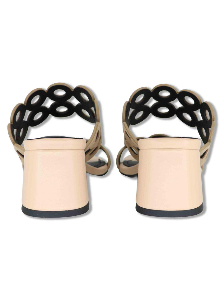 Sandali donna in pelle e camoscio beige con tacco medio Oribu 627Z30VK 95-BEIGE Bibi Lou 