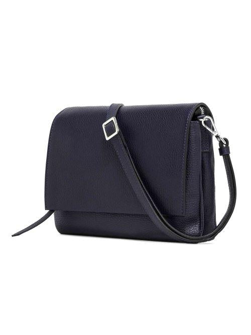 Borse donna Three in pelle blu con tracolla removibile tono su tono BS4364 COMM GRN 0208 Gianni Chiarini 