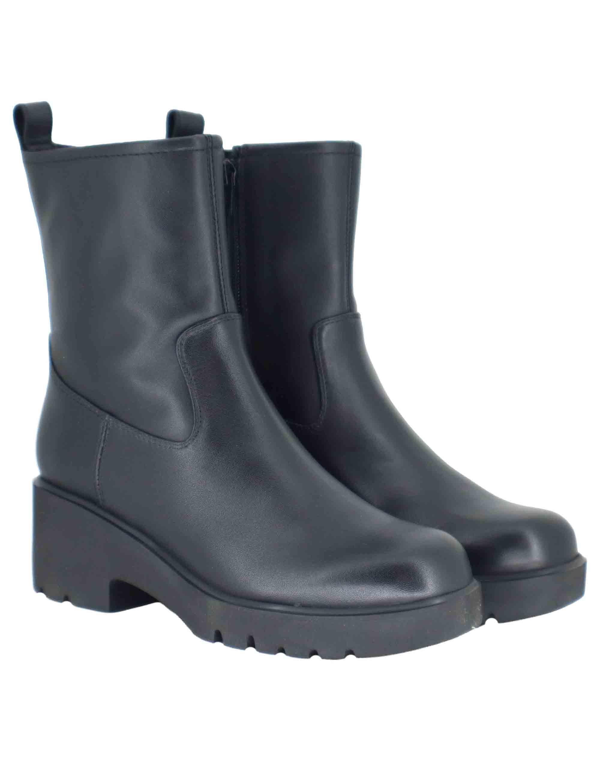 Stivaletti donna in pelle nera con suola in gomma JAVITO STT BLACK Unisa 