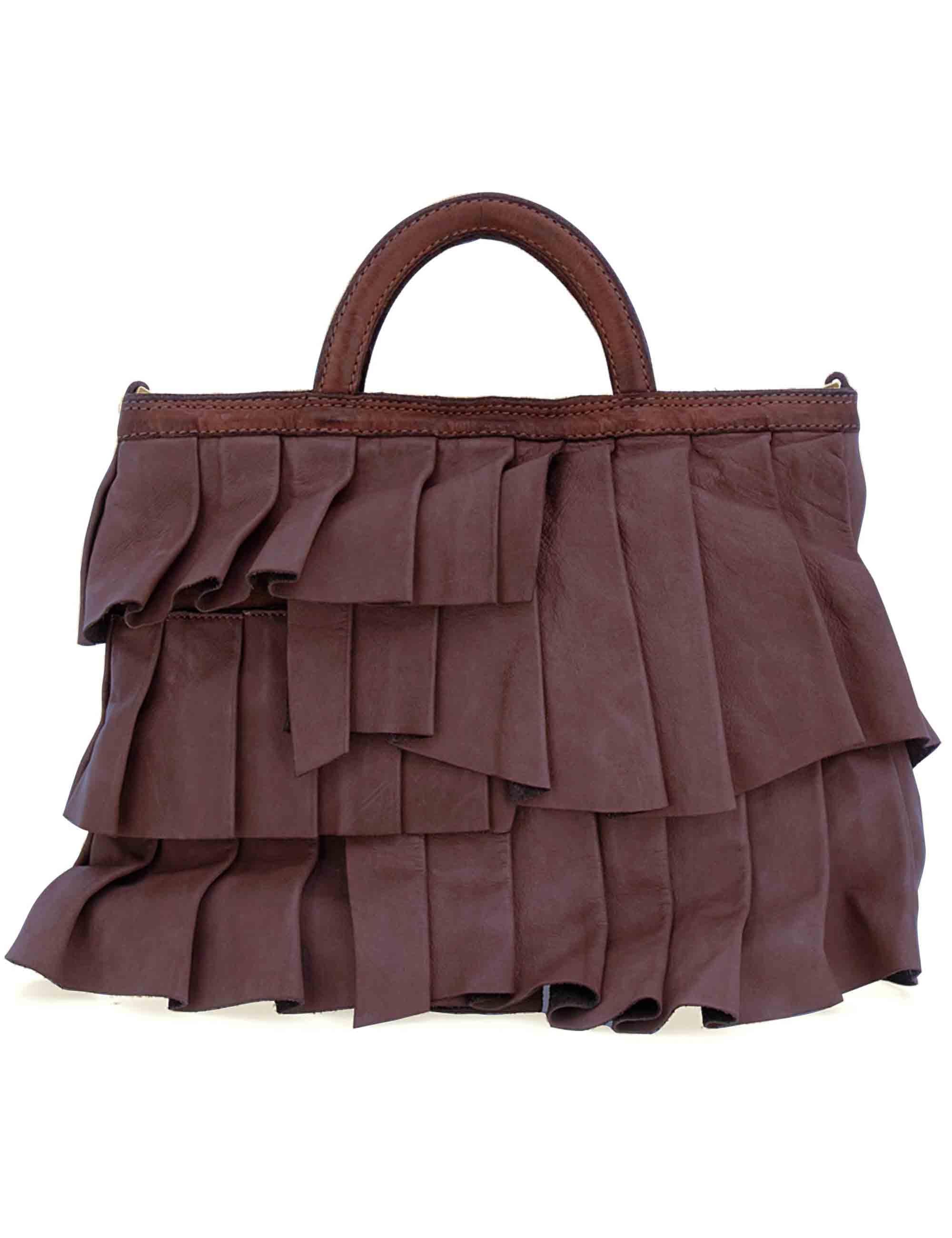 Borse Shopping Adele: Pelle Prugna con Rouches Donna L013060ND