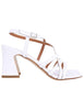 Sandales slingback femme en cuir blanc, talons hauts et bout carré, modèle Donna T7631Q 100.