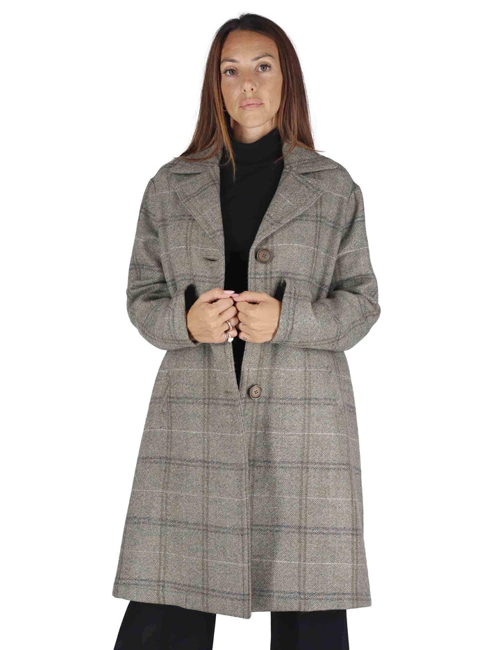 Cappotti donna Neve in lana grigia monopetto con collo rever 51260028 E099 Ewooluzione 