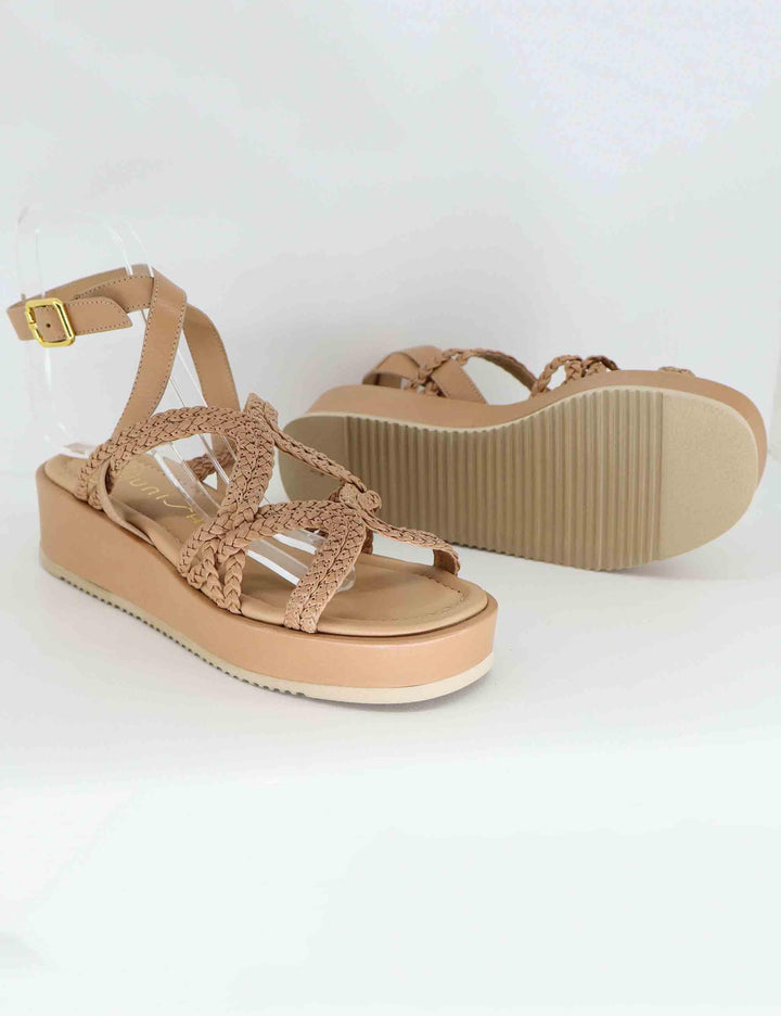 Sandali donna in pelle nude con zeppa bassa KALB CRF_SKIN Unisa 