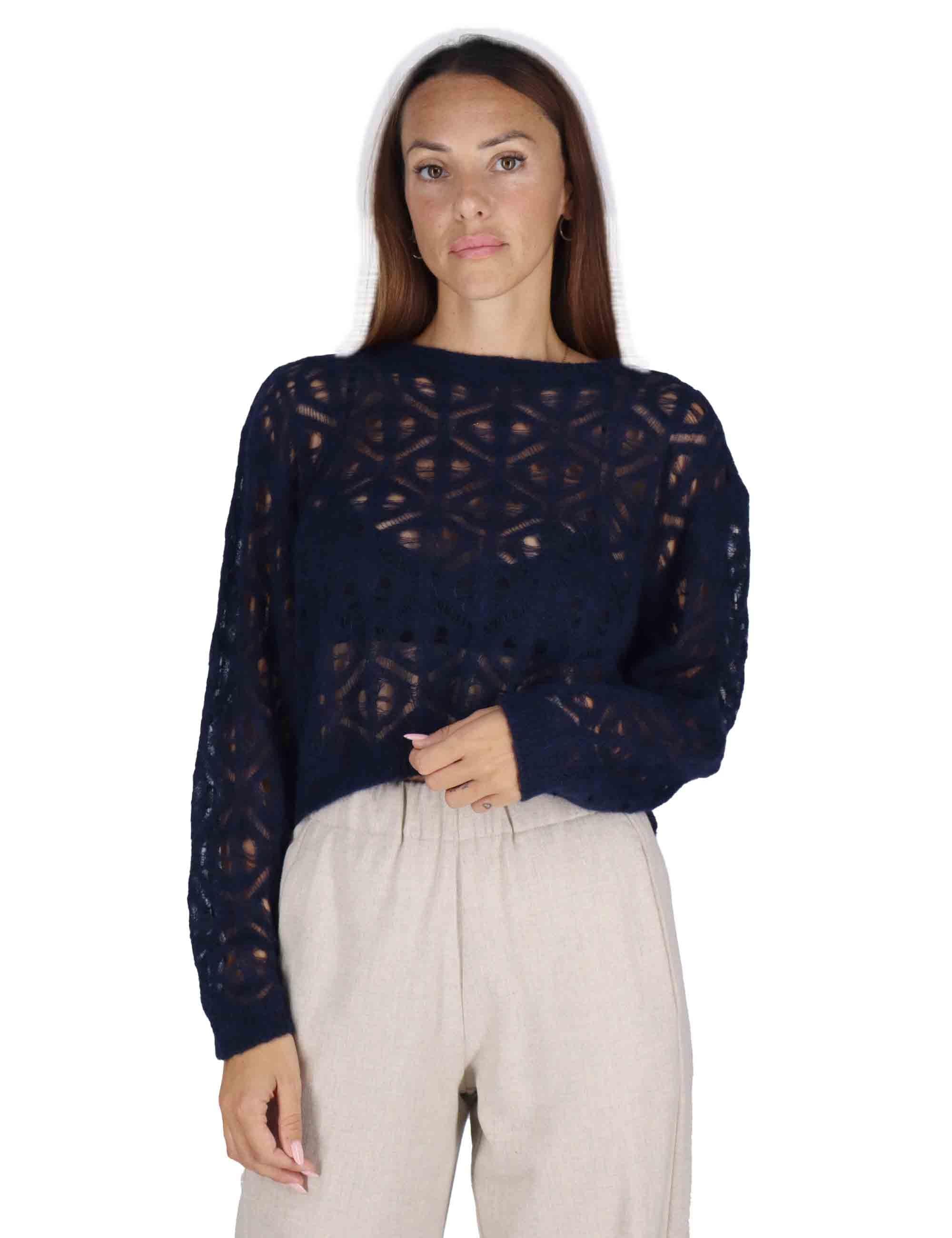 Maglioni in lana blu effetto pizzo Donna 3W25-MAIS SHAG NIGHT