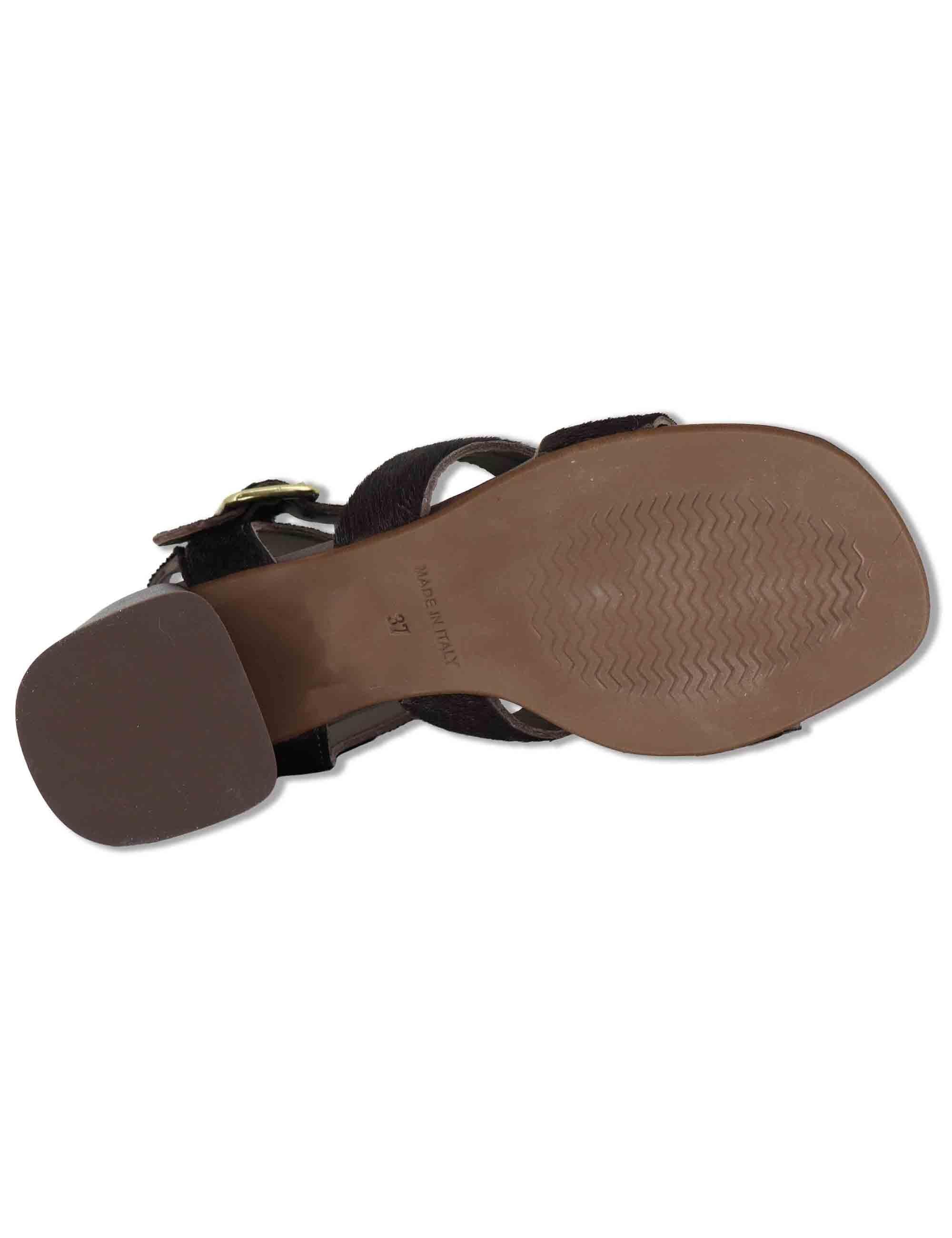 Sandali donna in pelle testa di moro con fasce e cinturino alla caviglia SP8212 014 Spatarella 