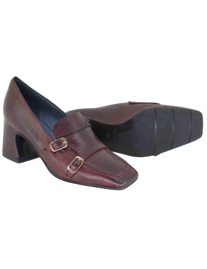 Mocassini donna in pelle bordeaux con tacco alto e punta quadra SP2355 016 Spatarella 