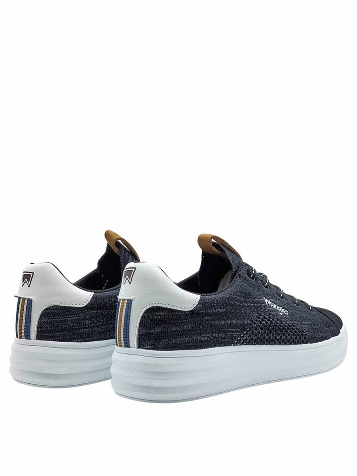 Calzature Uomo Sneakers Jelly Stringate in Tessuto Nero e Suola in Gomma Bianca Ultra Leggera WM11000A 001 Wrangler 