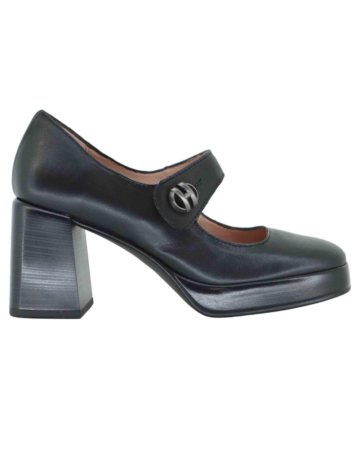 Decollete donna in pelle nera con cinturino e tacco alto HI254305 C004 Hispanitas 