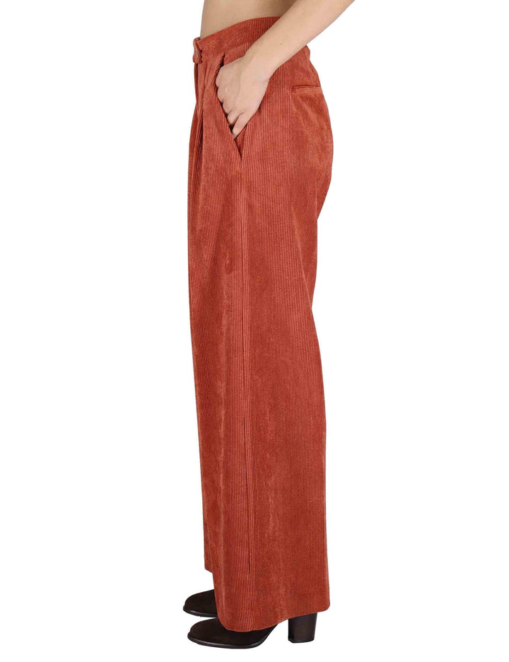 Pantaloni donna in velluto aragosta con ealstico JABPN0025-F1327 2207 Justmine 