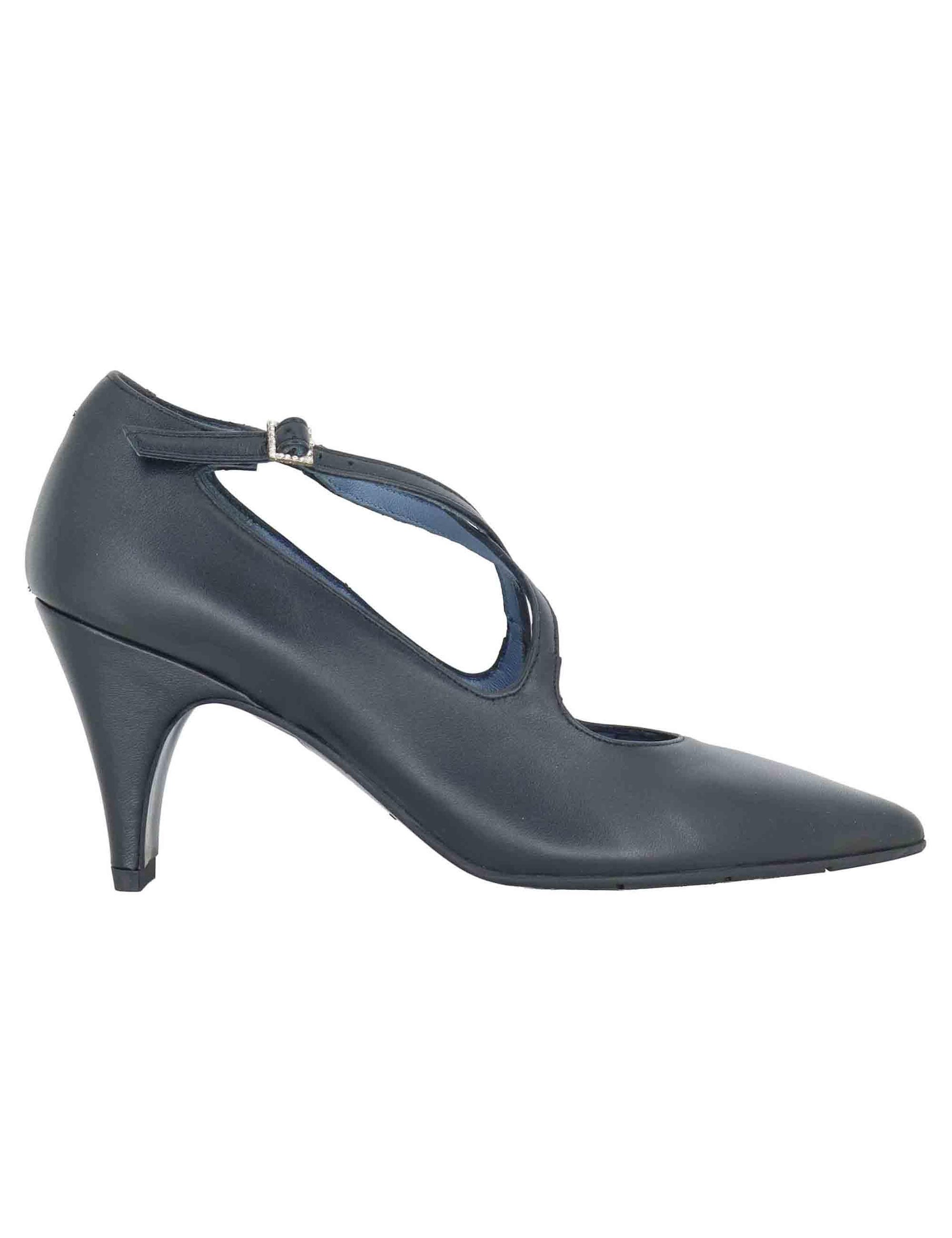 Decollete donna in pelle nera con doppio cinturino e tacco alto SP2311 001 Spatarella 