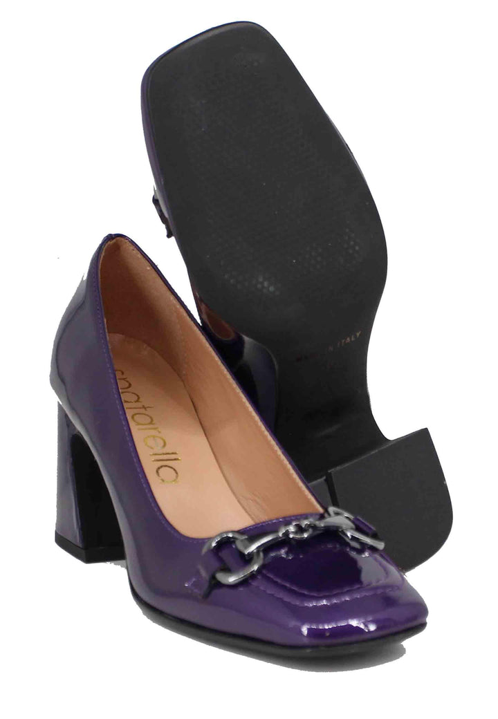 Decollete donna in vernice viola con punta quadra morsetto e tacco alto SPK2202 037 Spatarella 