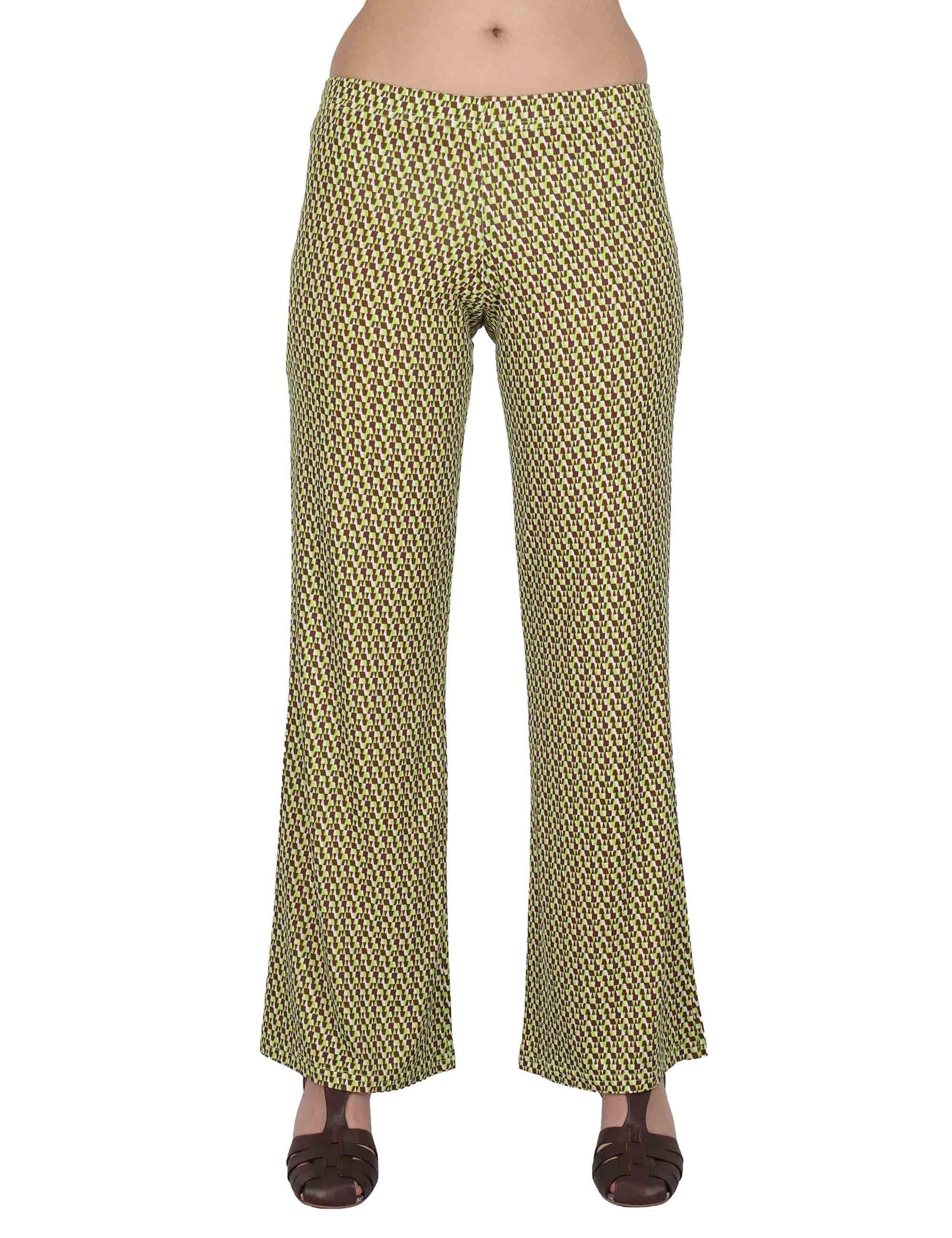 Pantaloni donna Fluid Pants in Jersey a fantasia verde con elastico in vita JFAPN0001-E2747-1245 7046 Justmine 