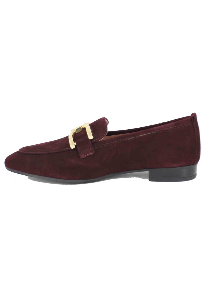 Mocassini donna in camoscio bordeaux con morsetto oro BAXTER KS GRAPE Unisa 