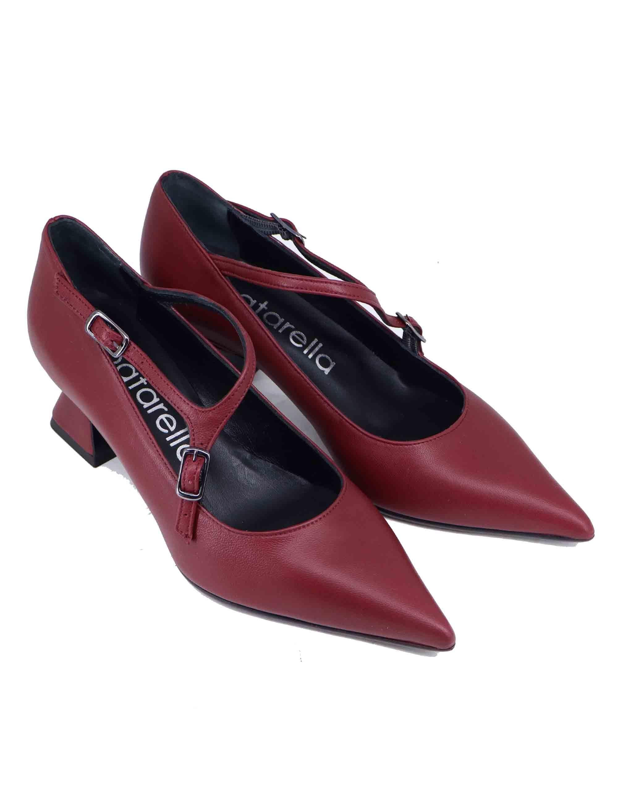 Decollete donna in pelle bordeaux tacco basso SP1055 011 Spatarella 