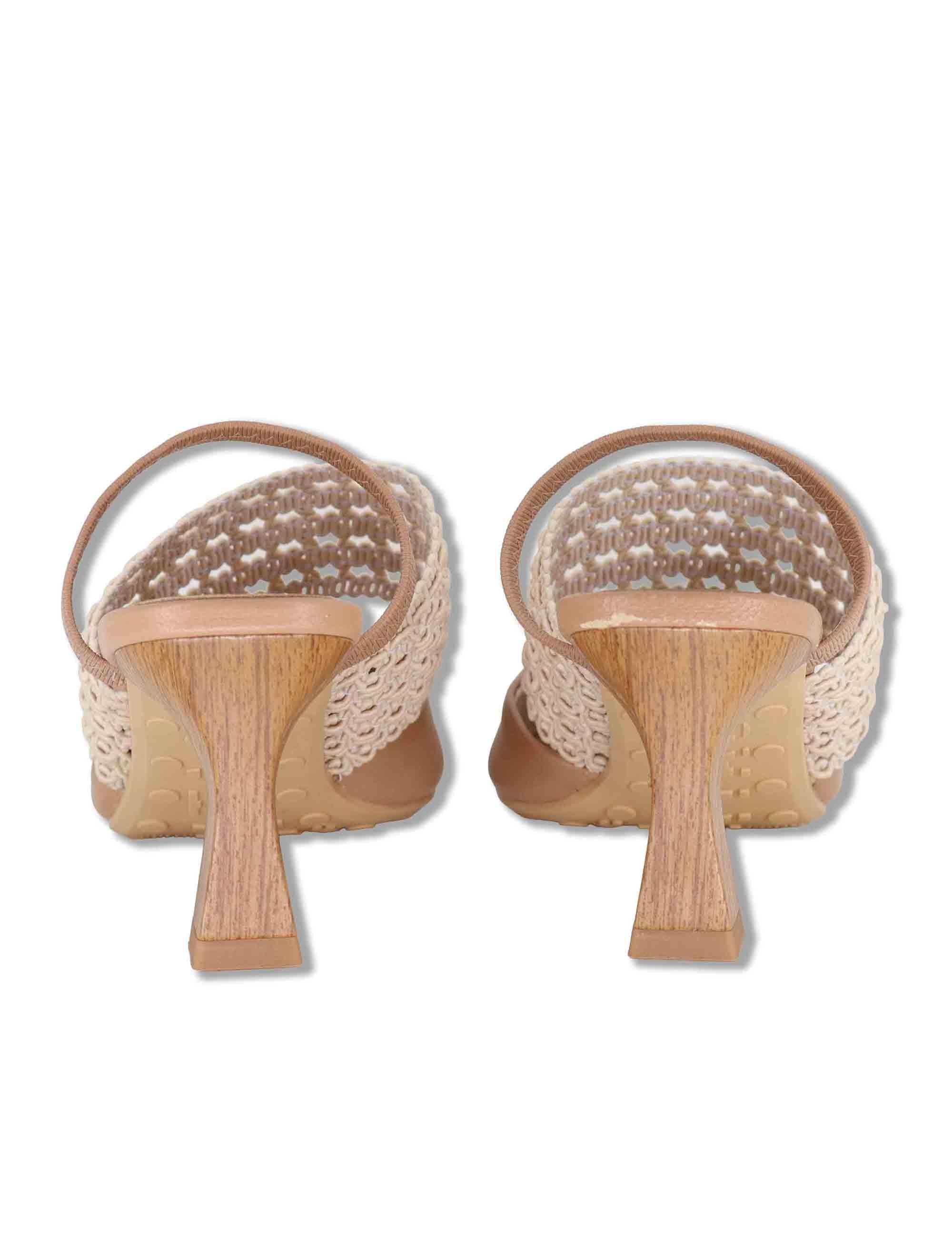 Decollete slingback donna in pelle cuoio con tacco alto e cinturino elastico HV264779 ALMOND Hispanitas 